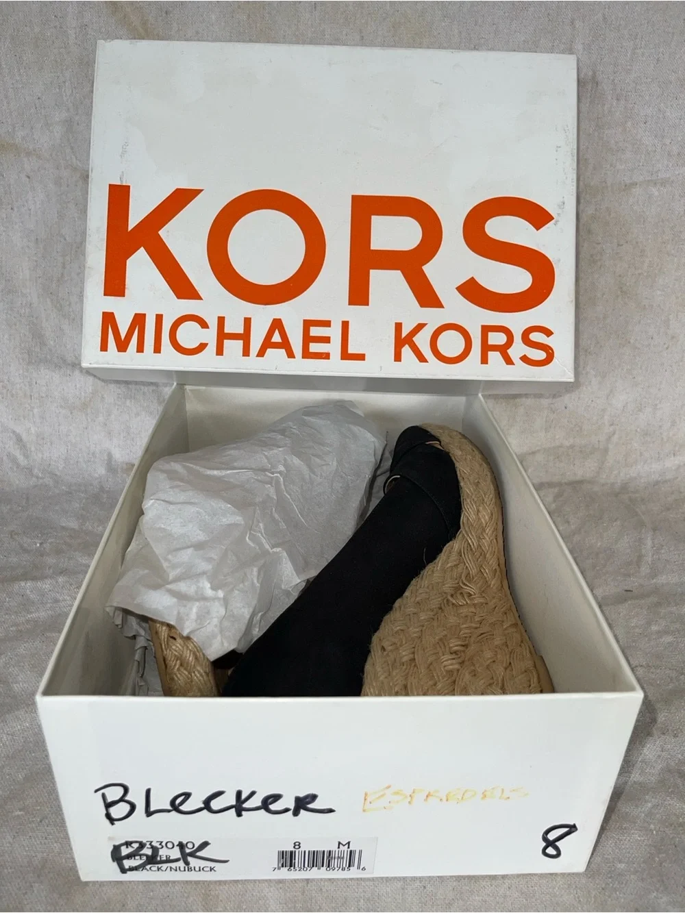Michael Kors Black Espadrille Wedges with Ankle Strap